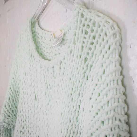 Anthropologie Moth Open Knit Sweater | Soft Mint Spring Layer - Picture 7 of 9